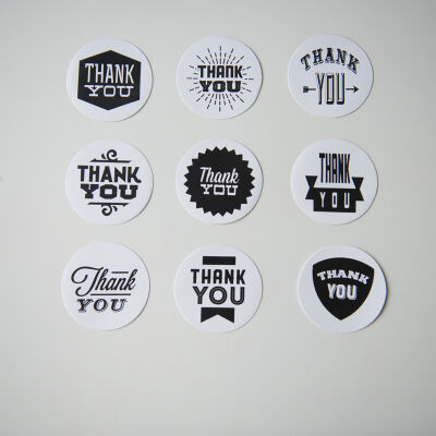 Stickers Thank You black & white